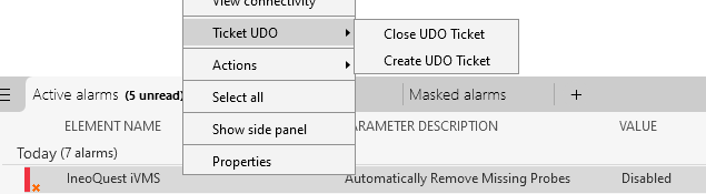 Ticket UDO menu