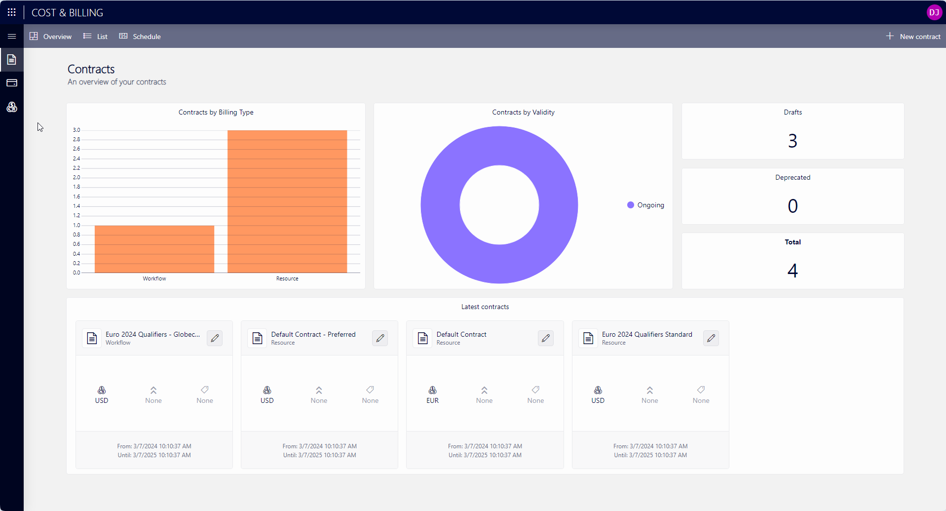 Cost & Billing app UI