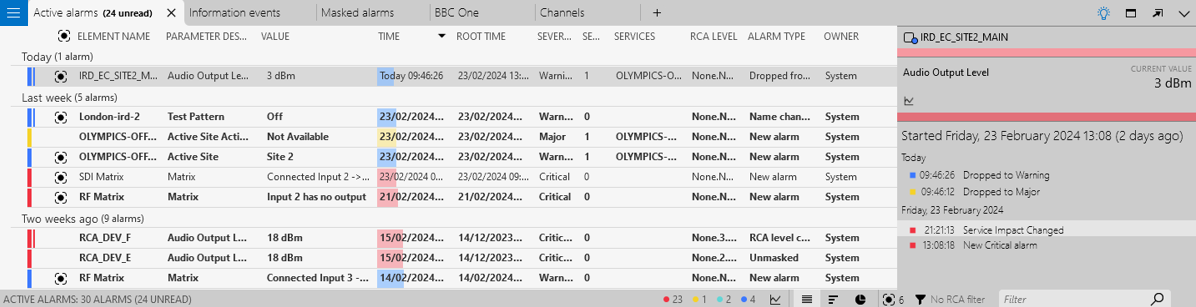 Alarm Console side panel