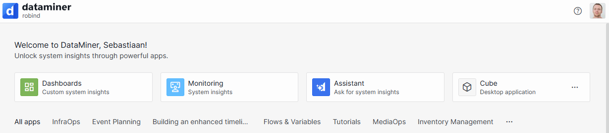 Assistant app icon on the DataMiner landing page