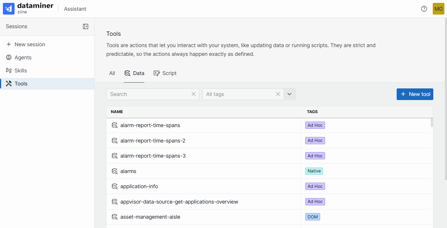 Tools overview page