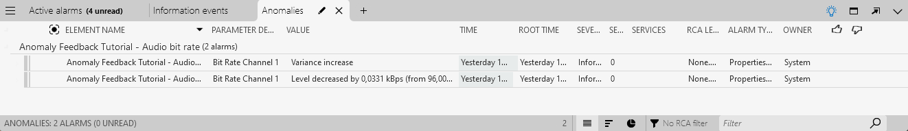 Bit rate with drop and transition from stable signal to less stable signal