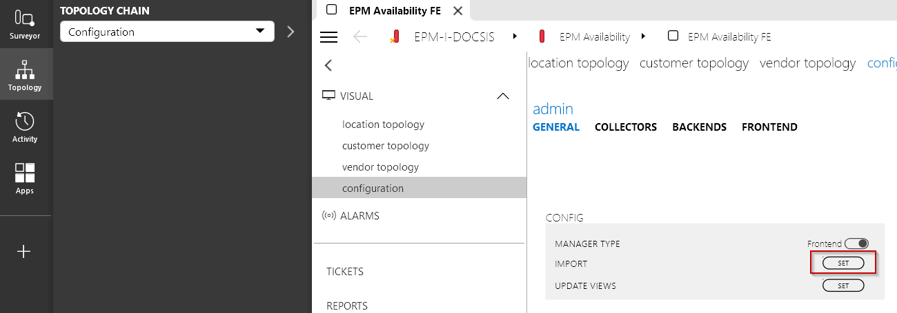 Configuration page front-end element
