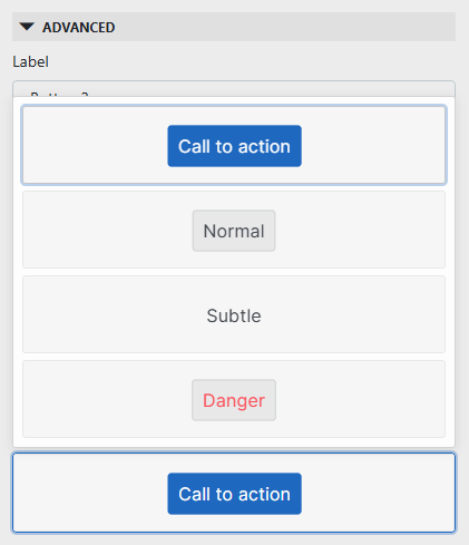 All button style options in the Layout pane