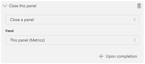 Close a panel action
