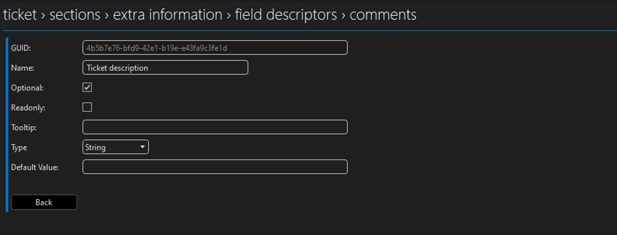 DOM Editor: edit field name