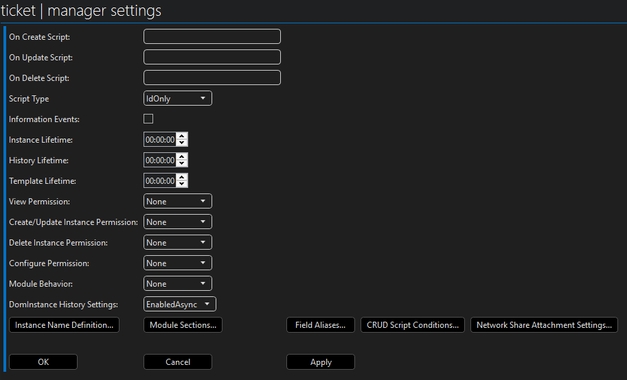 DOM Editor: manager settings window