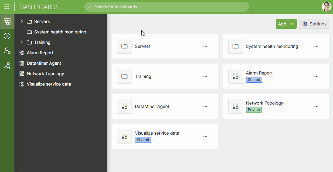 Dashboard UI in DataMiner 10.6.2