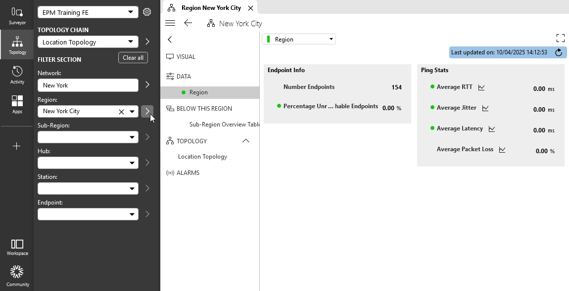 Topology app navigation