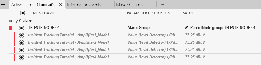 Grouping on alarm property result