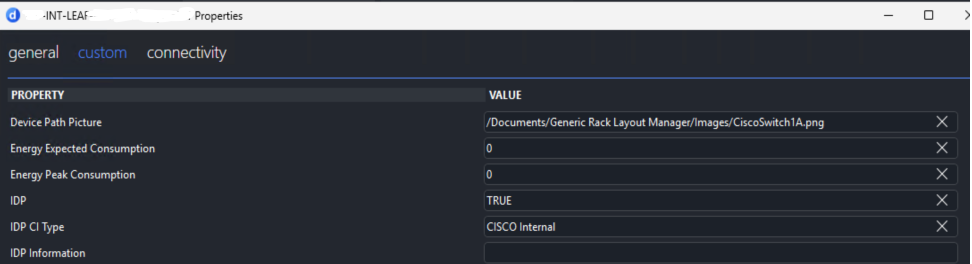 DataMiner properties window showing the "Device Path Picture" property filled in as indicated in the example