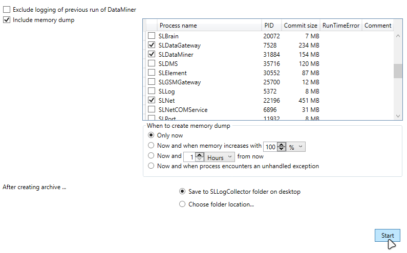 Include memory dump