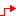 Red upward level shift icon