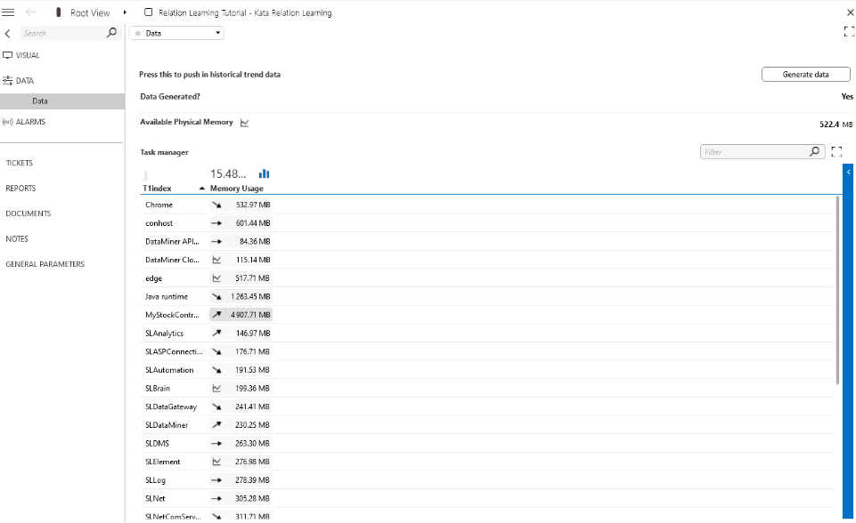 Use Time-scoped relation learning to find the root cause of a permanent memory drop (as in DataMiner Version 10.4.0)