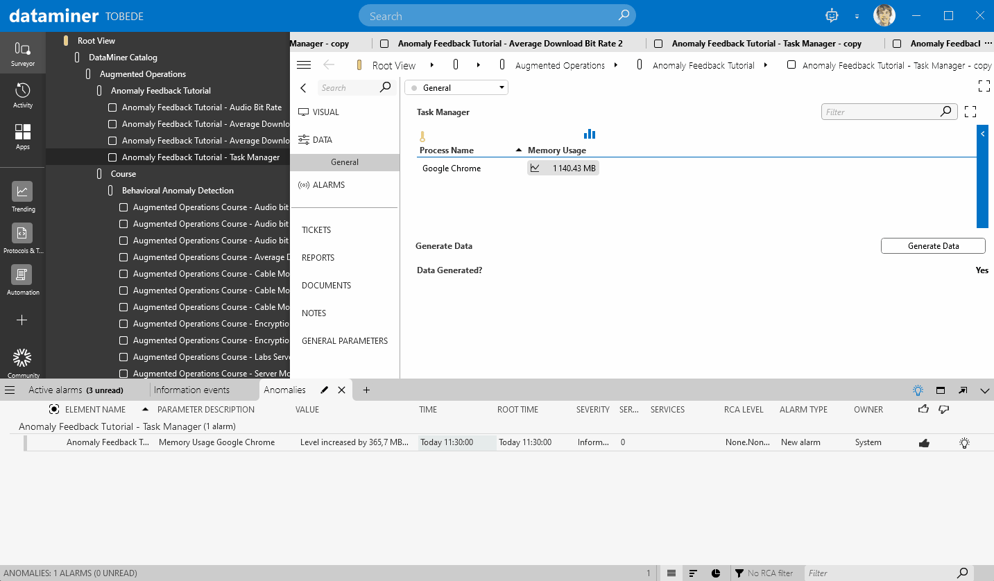 Pop-up window with proposed configuration