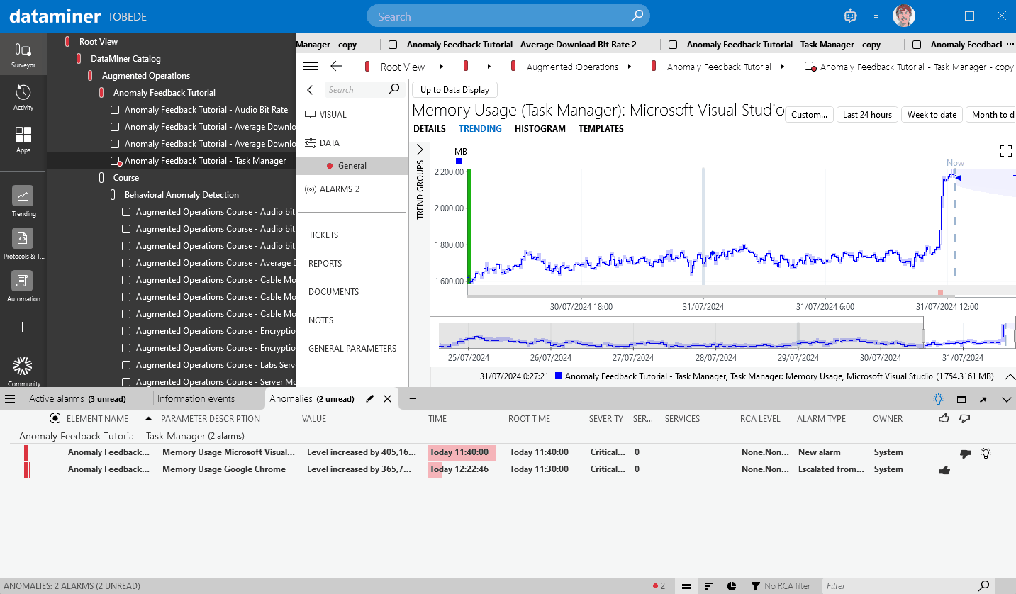 Popup suggesting to set a relative threshold for level increases