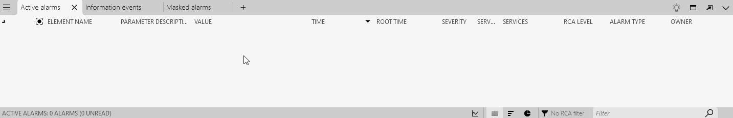 Suggestion events tab in the alarm console showing a predicted alarm