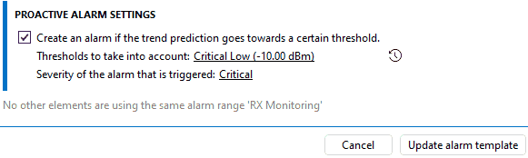 Changing severity of the alarm that will be triggered to major