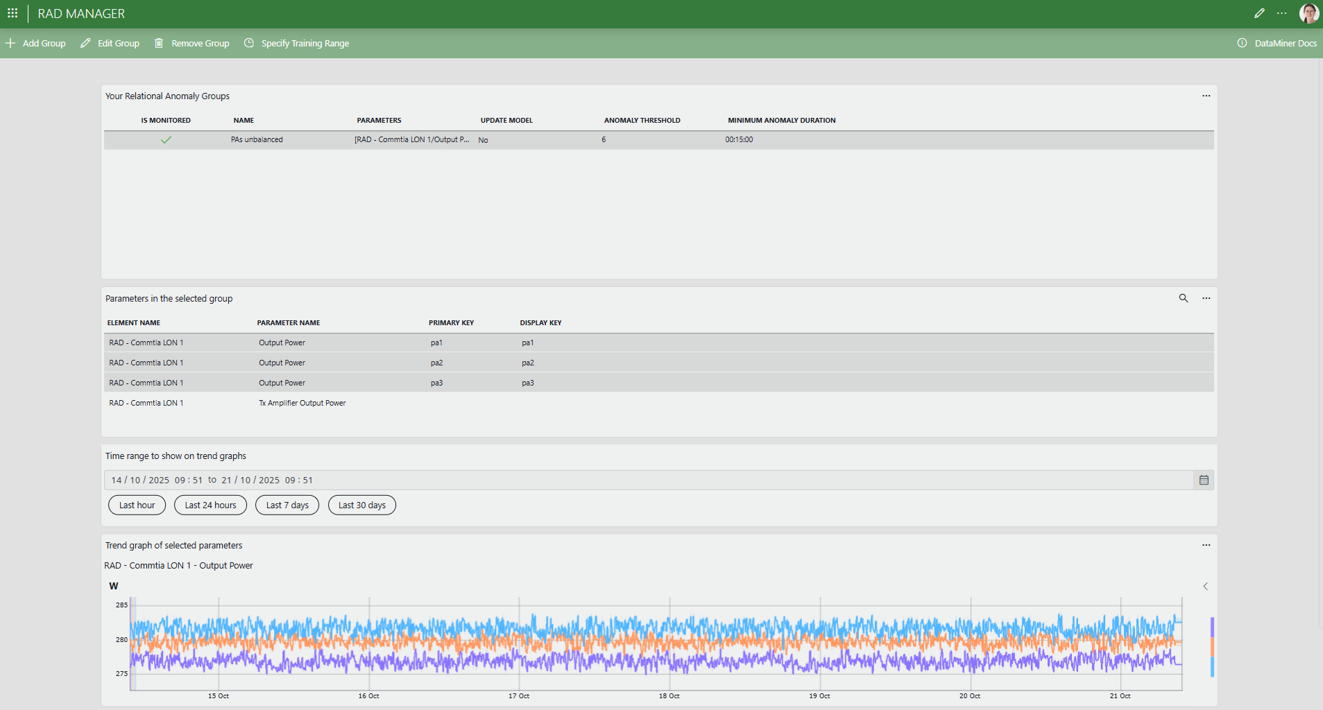 The main window of the RAD Manager app