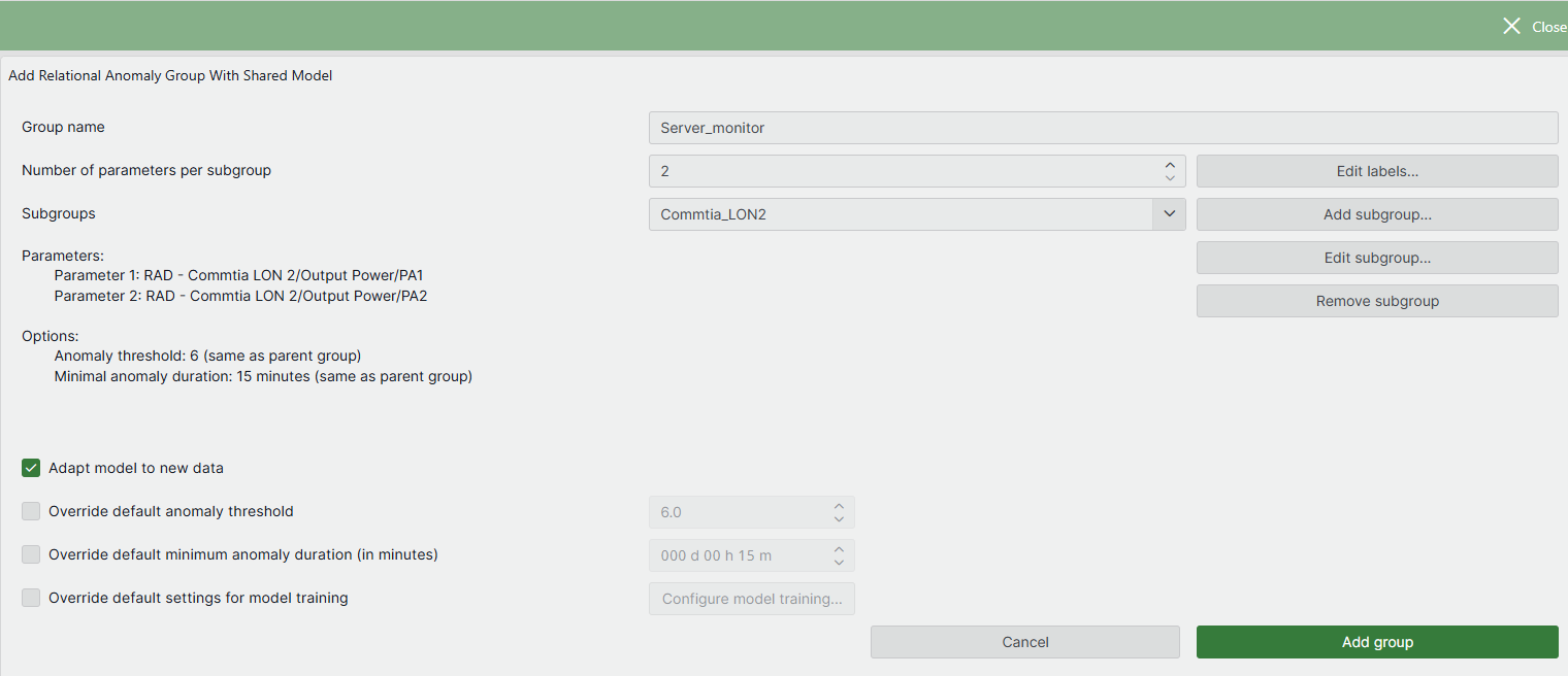 Adding a shared model group