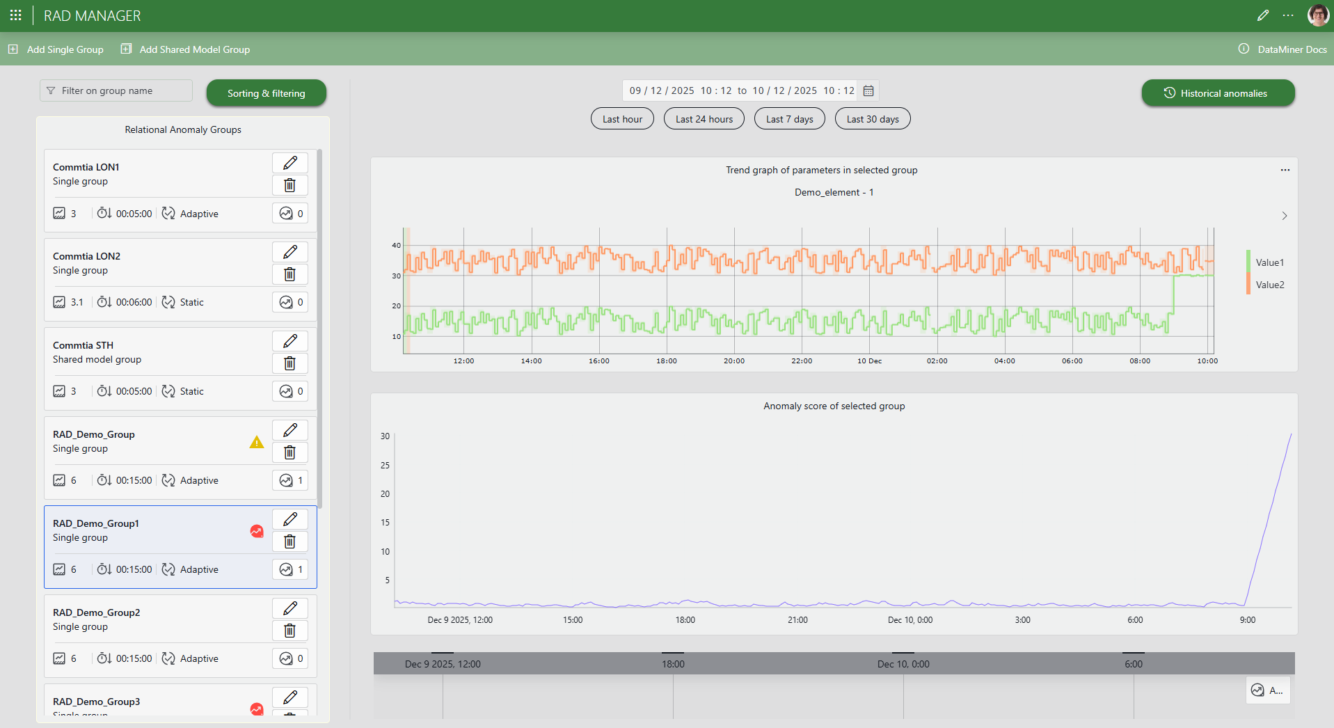 The main window of the RAD Manager app