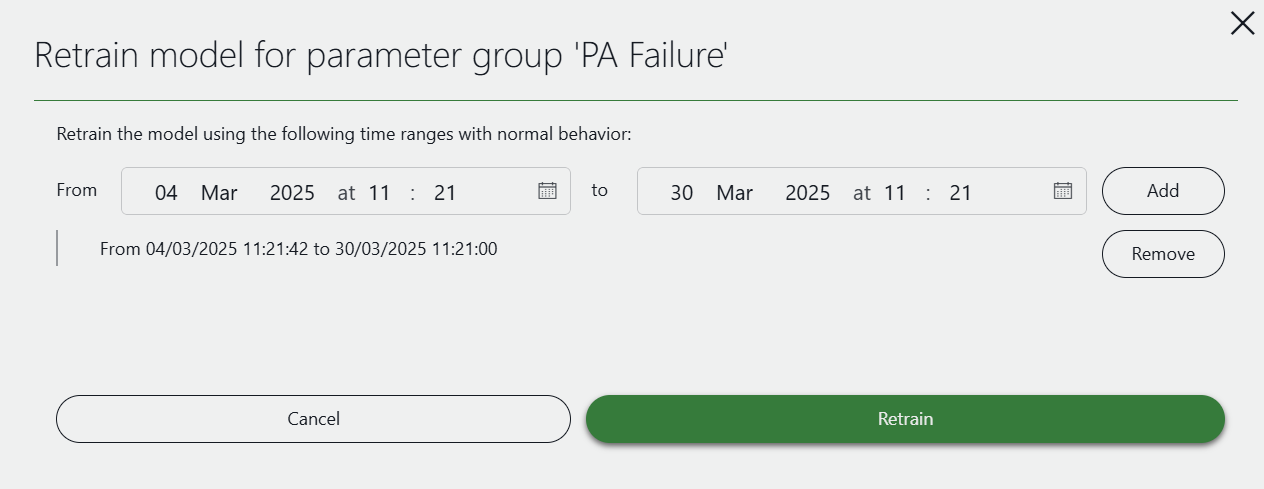 Specifying the training range for a given parameter group