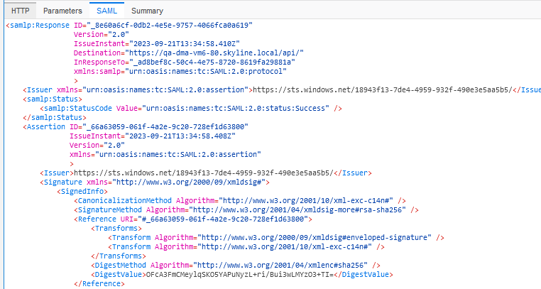 SAML-tracer tabs