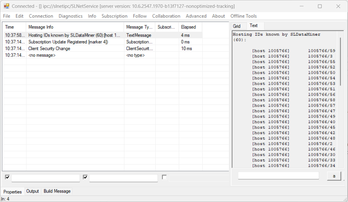 SLNetClientTest tool showing hosting cache contents