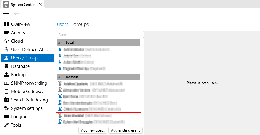 Manually added domain users