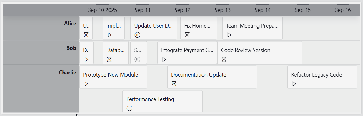 Selecting a timeline item
