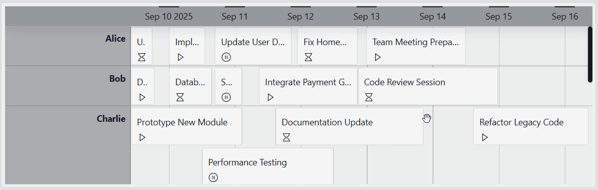 Selecting a timeline item