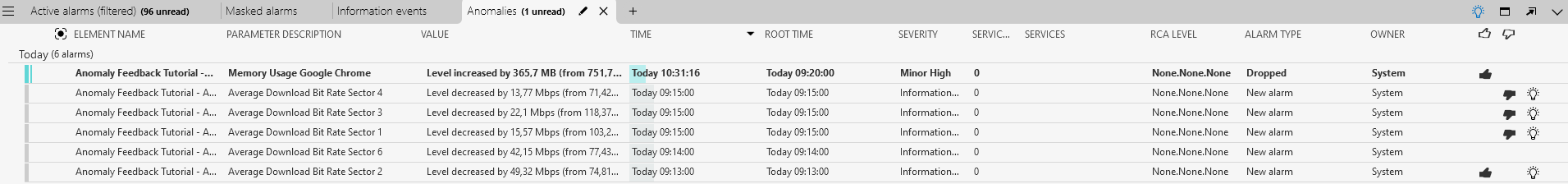 Suggestion event is now an alarm