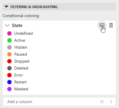 Conditional coloring configuration with Toggle checklist enabled