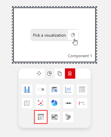 Select the table visualization