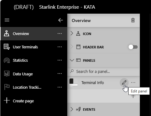 Edit the Terminal Info panel