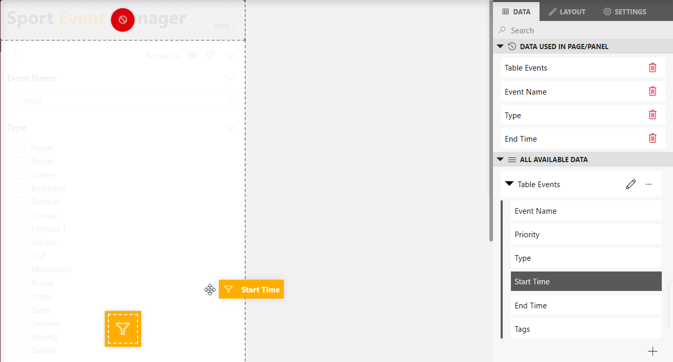 Add columns as a filter