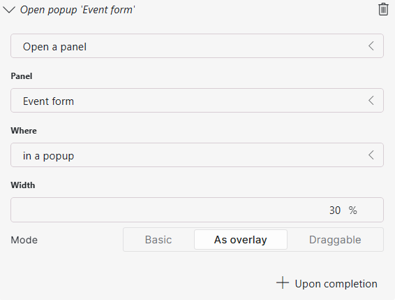 Actions configured on double-click