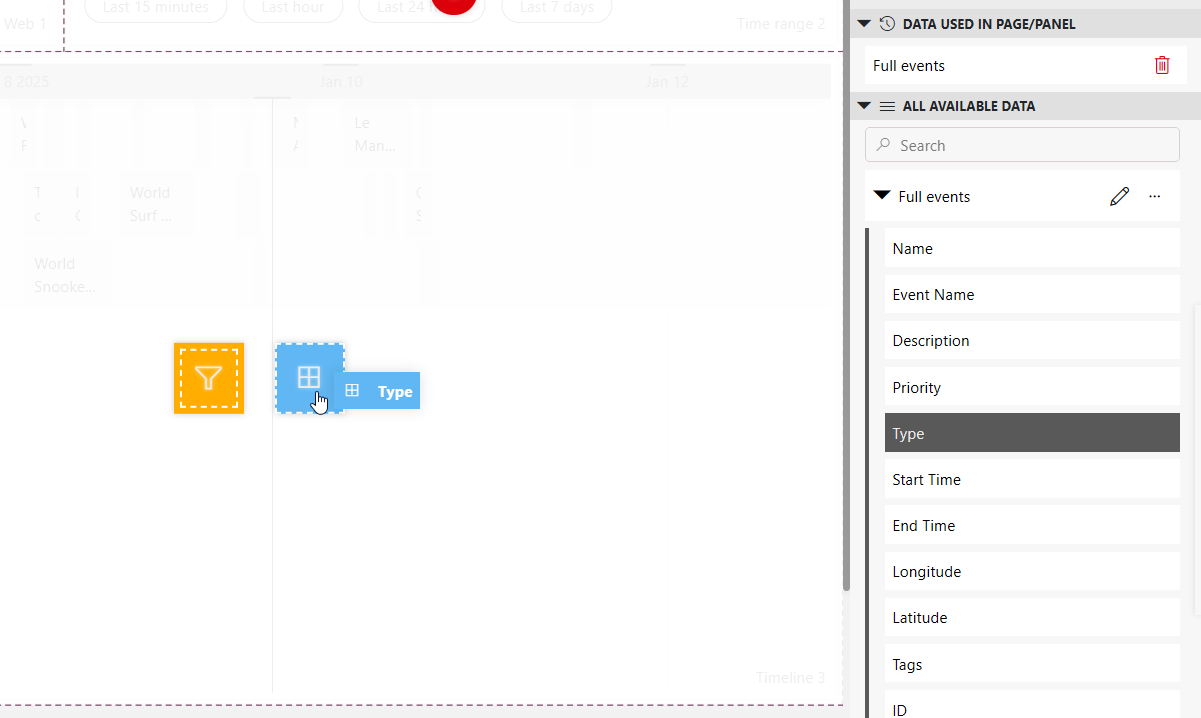 Group the timeline based on type