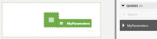 Dragging the query onto the table component