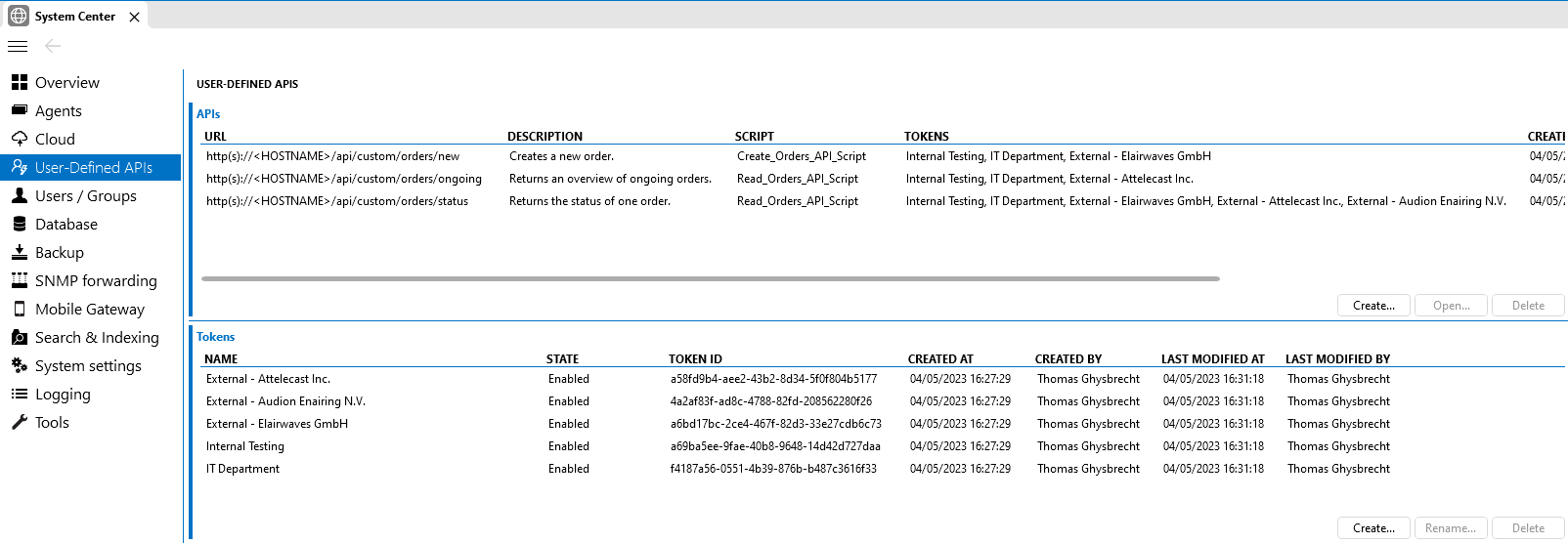 API module in DataMiner Cube