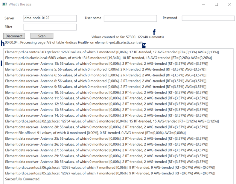 DataMiner Size tool: During the scan