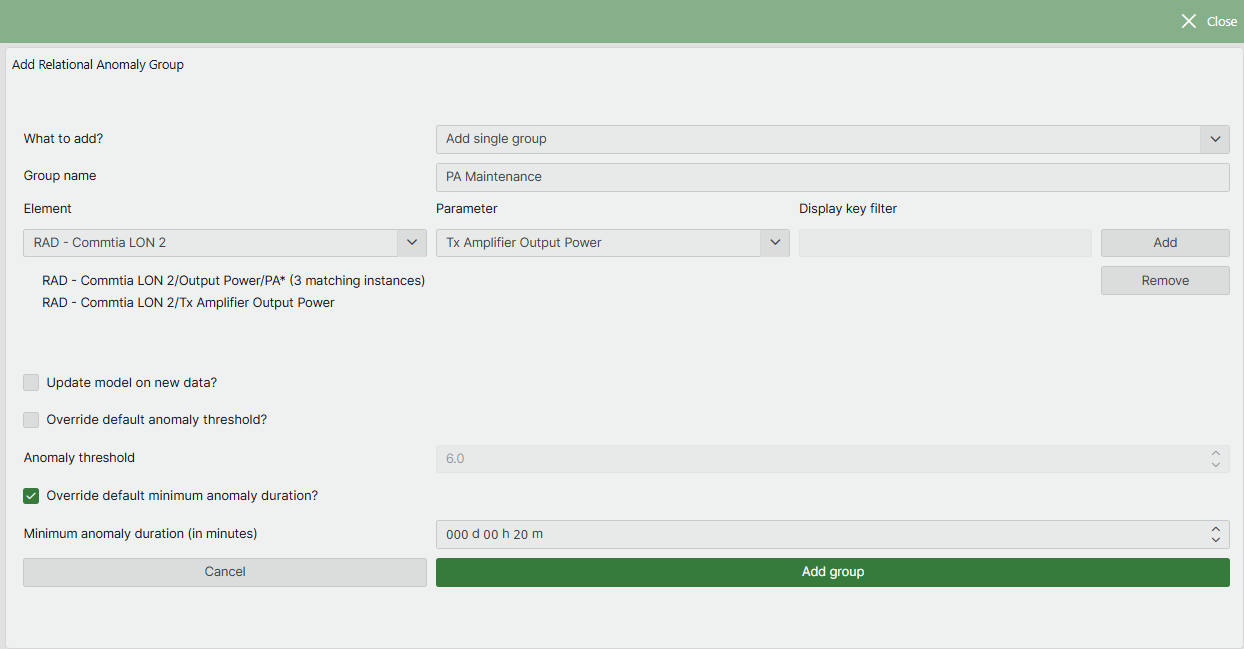 Configuration suppressing short maintenance operations