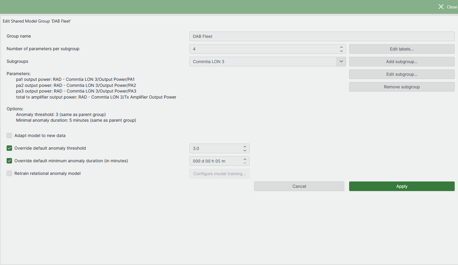 Shared model group created