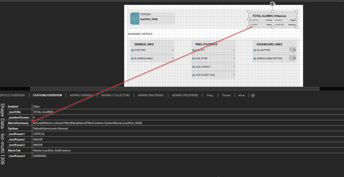 AlarmSummary shape data configuration example