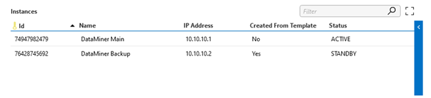 Instances table