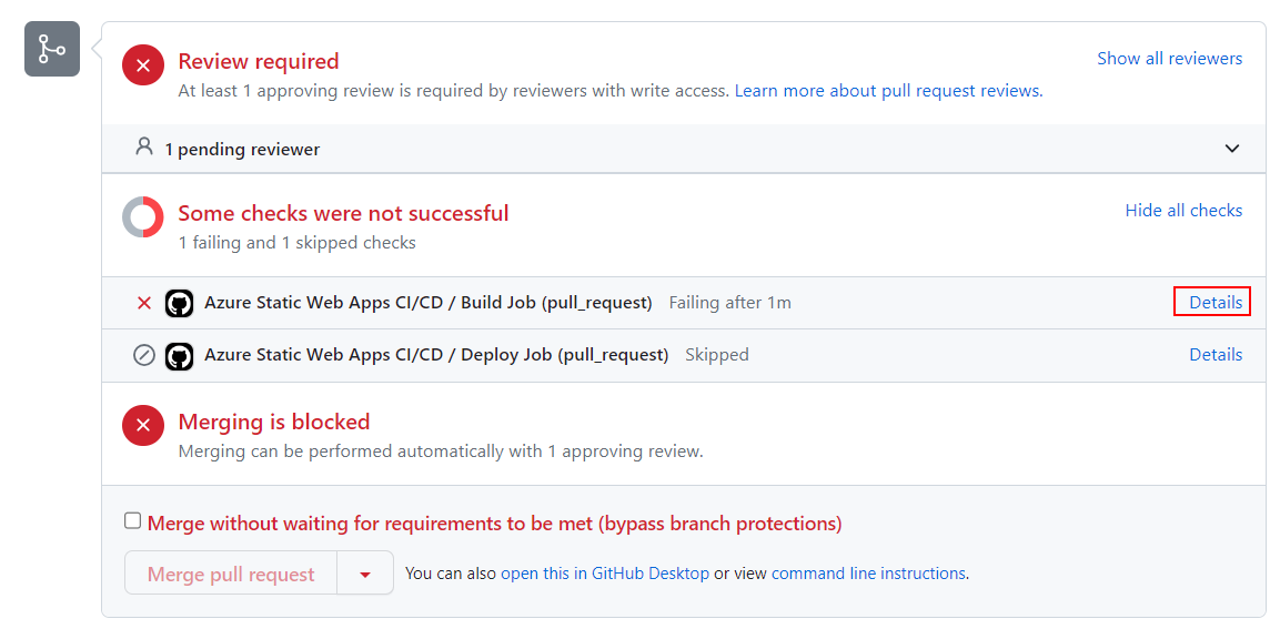 Pull request check failed