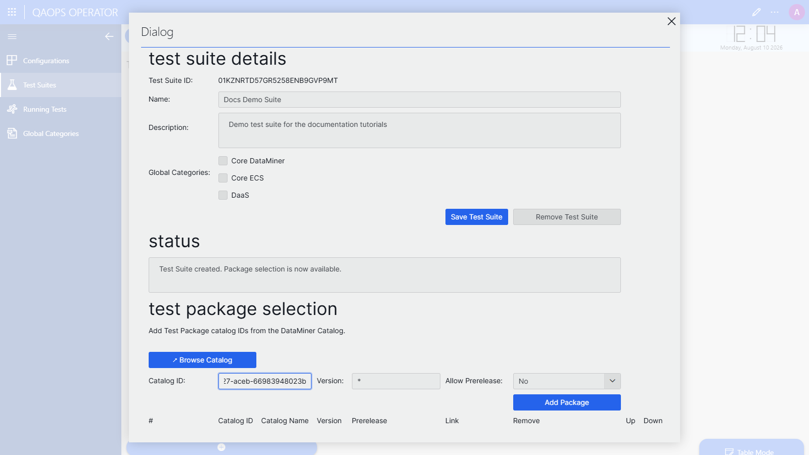 Add package fields filled in