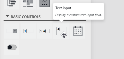 Text input visualization in the visualizations pane