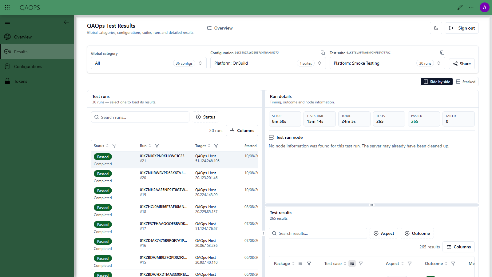 QAOps user results explorer