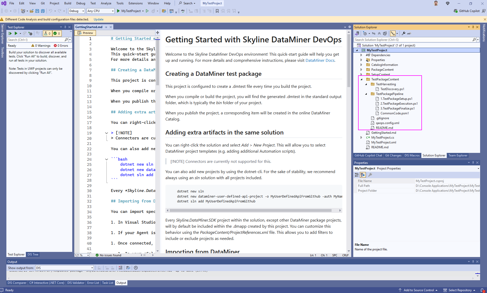 QAOps Visual Studio test project directory structure